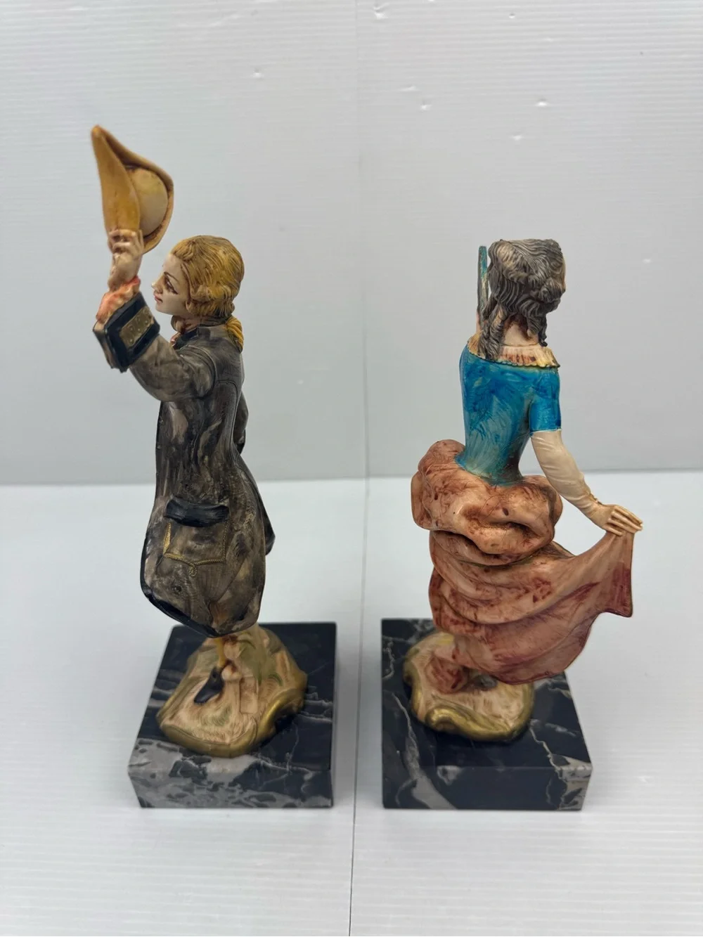 VTG Fontanini Depose Italy Gentleman Lady Figurine Set 177 178 Carrara Marble Ba